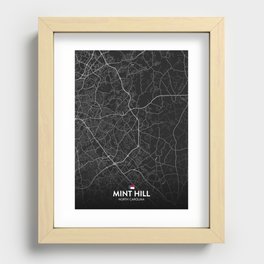 Mint Hill, North Carolina, United States - Dark City Map Recessed Framed Print