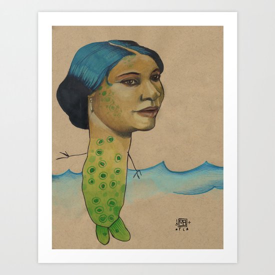 LONELY MERMAID Art Print