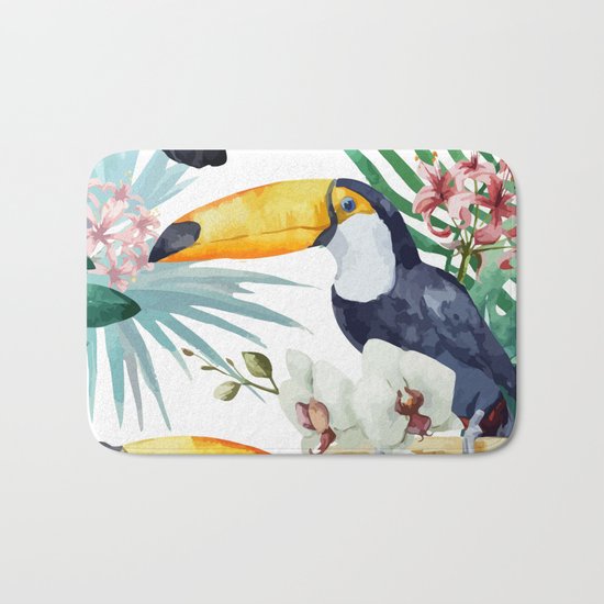 Tropical Bird Pattern 04 Bath Mat