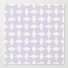 Antique White Geometric Retro Shapes on Pastel Lilac Purple Canvas Print