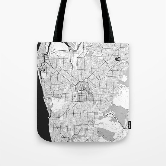 Adelaide Map Gray Tote Bag