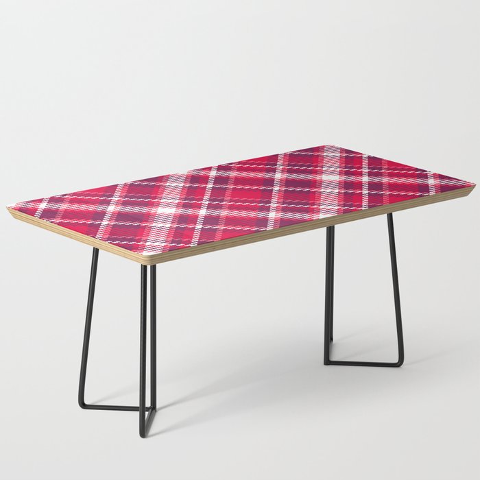 Retro Valentine's tartan texture red burgundy pattern Coffee Table