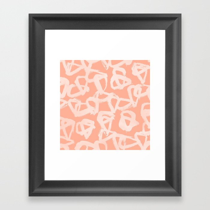 Sweet Life Triangle Dots Peach Coral Pink Framed Art Print