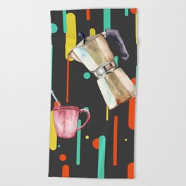 Coffee Pop Art Collage Good Morning Beach Towel