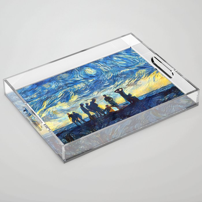 Camping Fire, A summer vacation moment Acrylic Tray