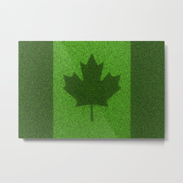 Grass flag Canada / 3D render of Canadian flag grown from grass Metal Print