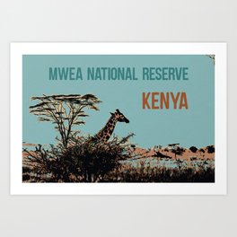 Giraffe in Mwea National Reserve in Kenya Africa Art Print