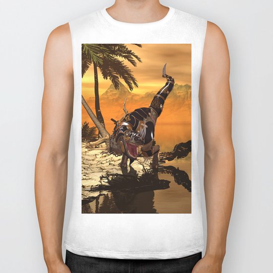 T-rex with armor Biker Tank
