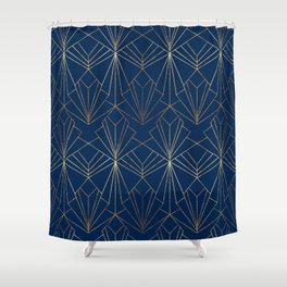 Navy Blue Art Deco Shower Curtain