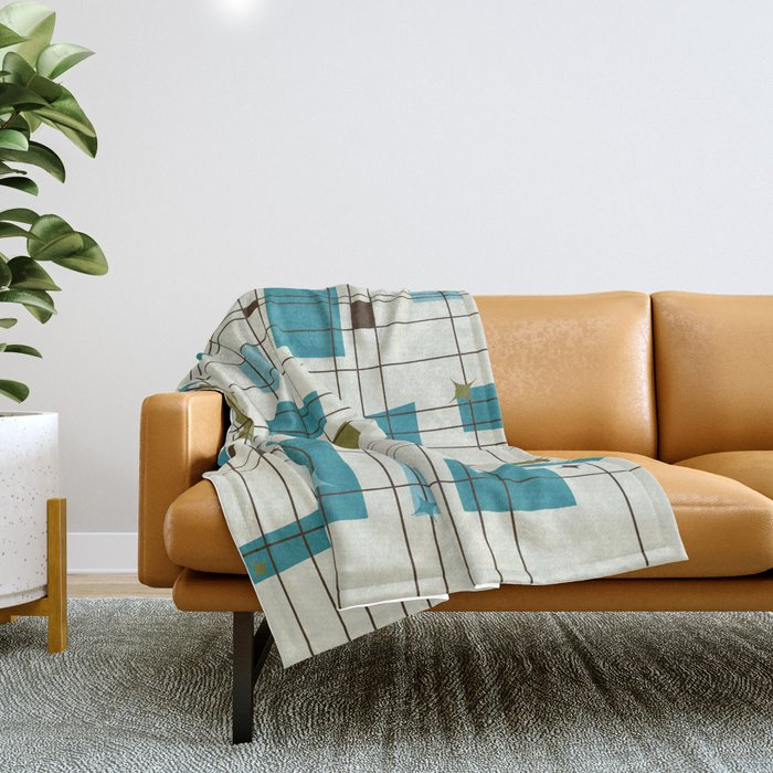 Mid-Century Modern (teal) Throw Blanket