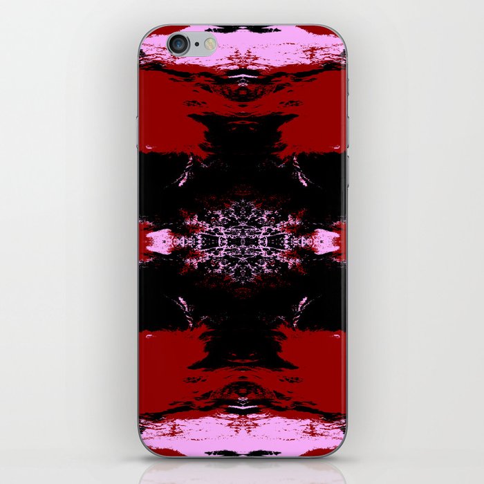 Hisagiku - Pink Red Black Abstract Boho Batik Butterfly Ink Blot Mandala Art iPhone Skin