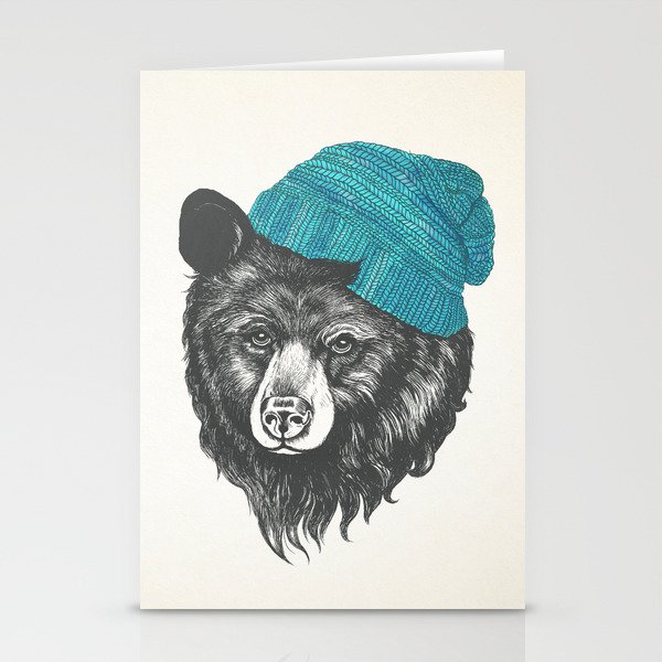 bear in blue Stationery Cards