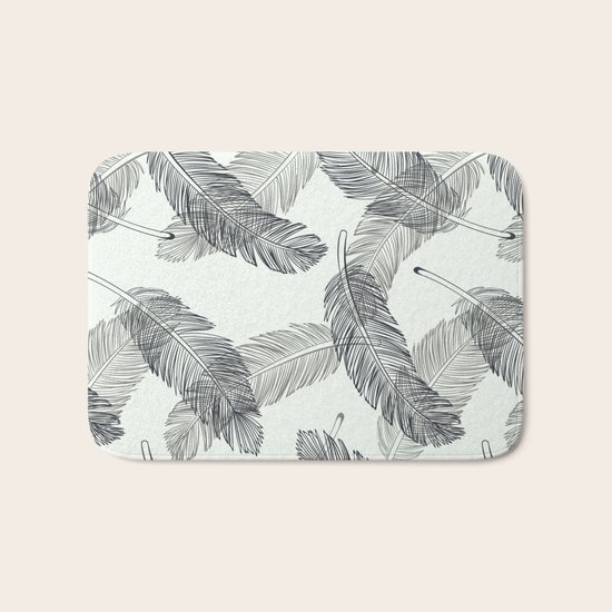 Black Feathers Bath Mat