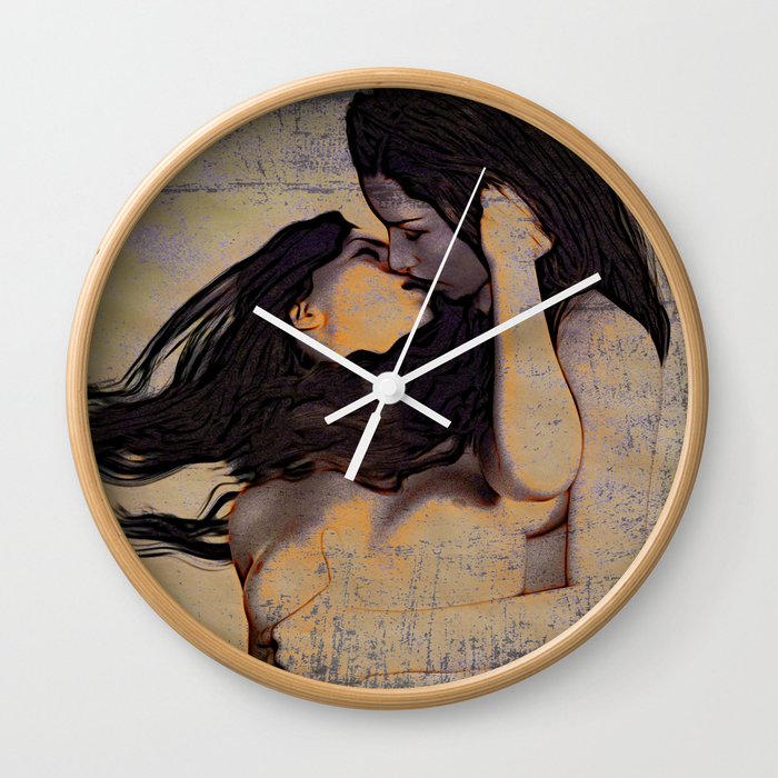 Women Kissing Wall Clock