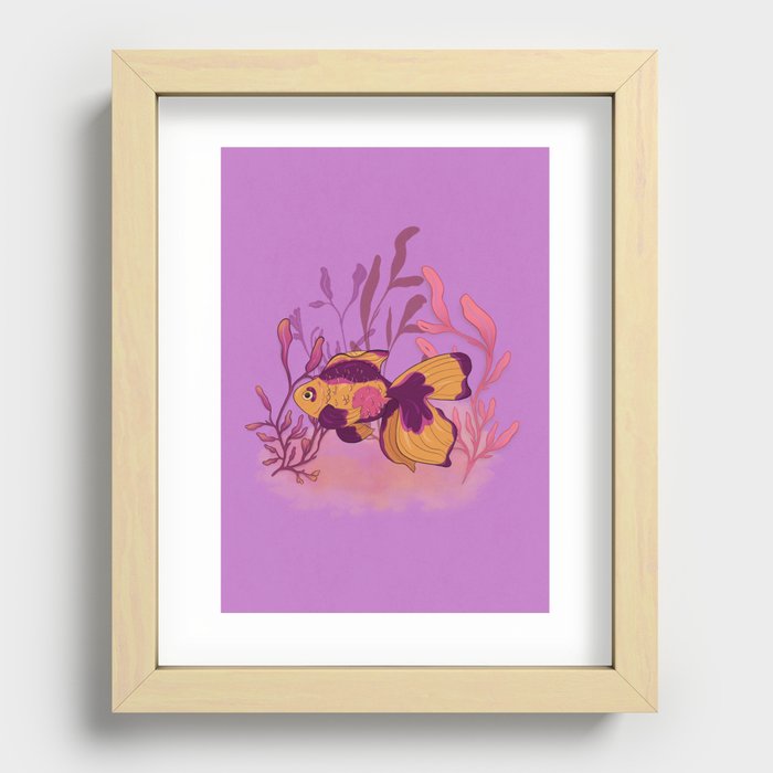 Colorful Goldfish Pink Purple and Yellow Recessed Framed Print