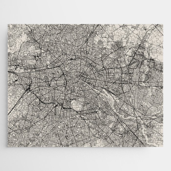 Germany, Berlin - Authentic Black and White Map Jigsaw Puzzle