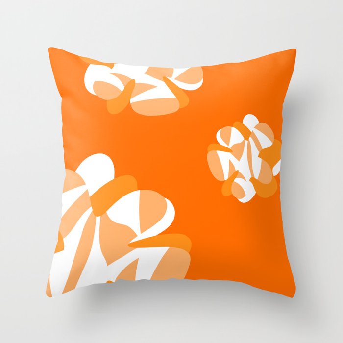 Abstract liquid melting orange and tangerine flowers 1 Throw Pillow