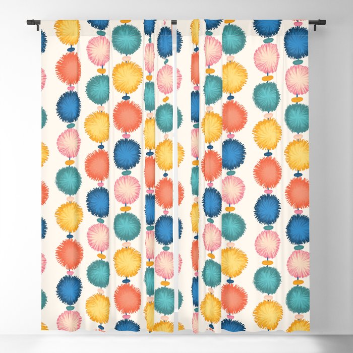 Party Pompoms Decoration Blackout Curtain