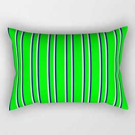 [ Thumbnail: Lime, Beige & Blue Colored Striped Pattern Rectangular Pillow ]
