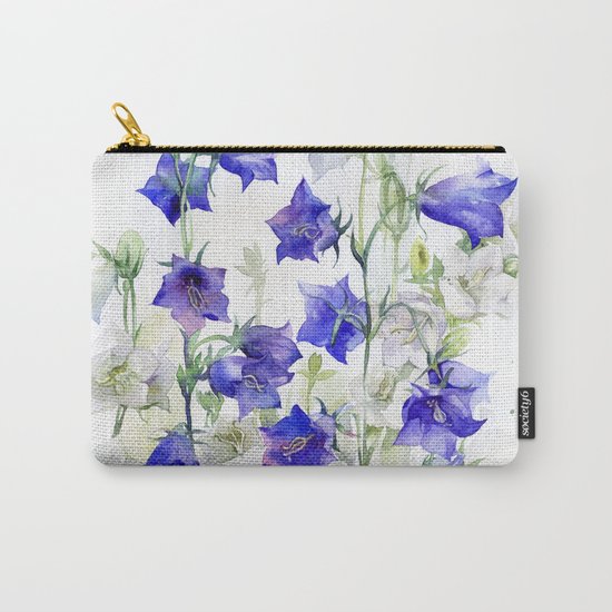 Bluebells watercolor flowers, aquarelle bellflowers Carry-All Pouch