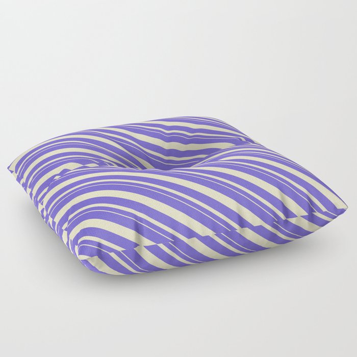 Slate Blue and Bisque Colored Stripes Pattern Floor Pillow