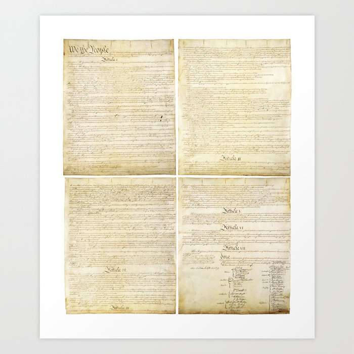 Original Scan of the United States Constitution Pages 1-4 Art Print