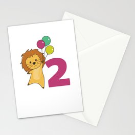 Lion Second Birthday Balloons For Kids Stationery Card