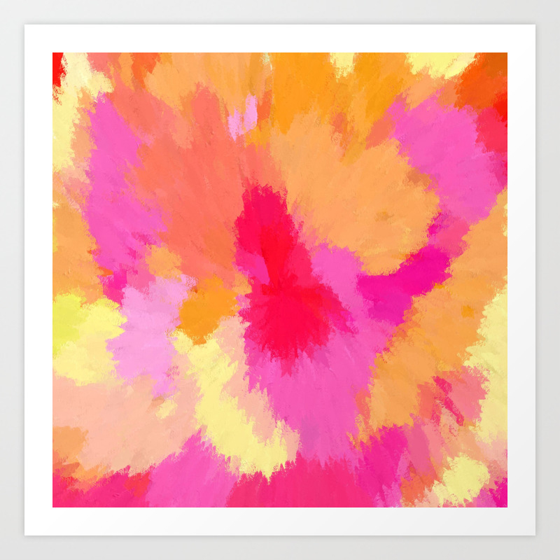 Pink Orange And Yellow Watercolors Art Print By Celestesheffey