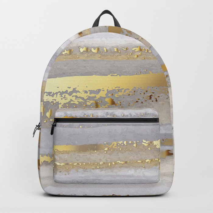 Luxury grey watercolor and gold texture Backpack