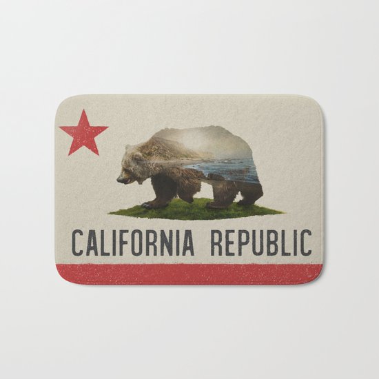 California Grizzly Bear Flag Bath Mat