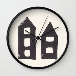 Tiny Houses #3 | Hand-printed Linocut Wall Clock