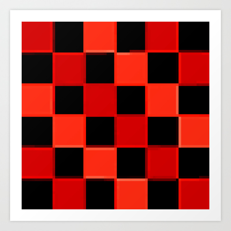 Black Checkers : CheckerBoarD Art Print 