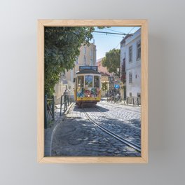 Tram in Lisbon, Portugal - vintage cable car summer - street and travel photography Framed Mini Art Print