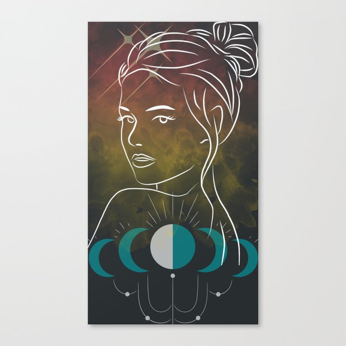 girl and moon stage Canvas Print