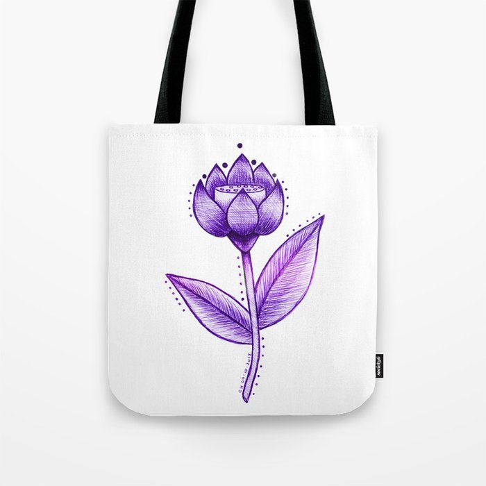 Lotus Be Purple Tote Bag