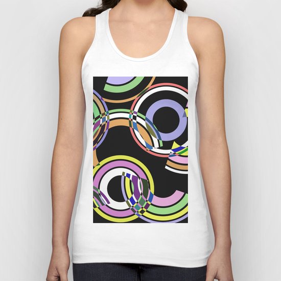 Retro 5 - Rings And Rainbows, abstract, pastel, geometric, artwork Unisex Tank Top