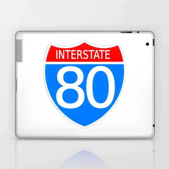 80 Interstate Red & Blue - Classic Vintage Retro American Highway Sign Laptop & iPad Skin