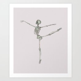 Ballerina Skeleton in Arabesque: Ballet lover Gift Art Print