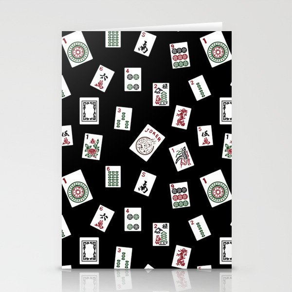 Black Mahjong Stationery Cards