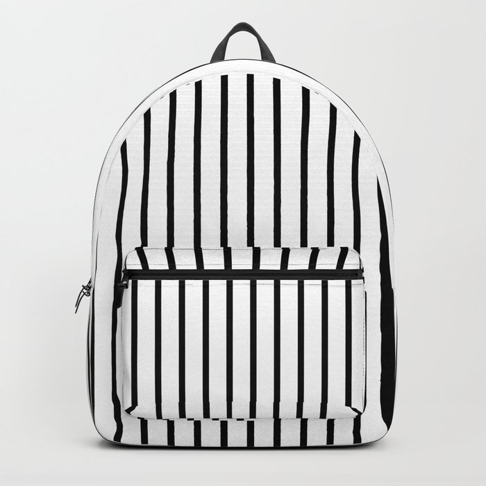 Black Pinstripe On White Pattern Backpack