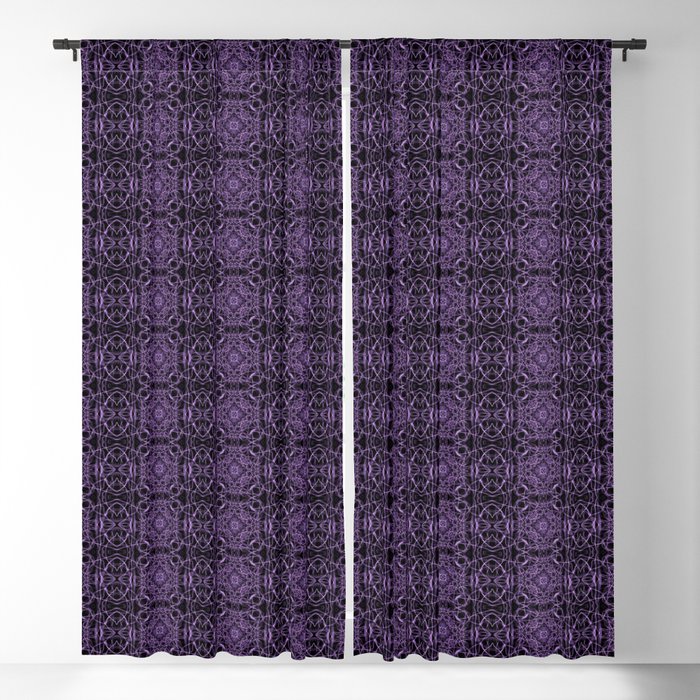 Liquid Light Series 26 ~ Purple Abstract Fractal Pattern Blackout Curtain