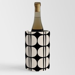 Mid Century Modern Geometric Pattern 157 Black and Linen White Wine Chiller