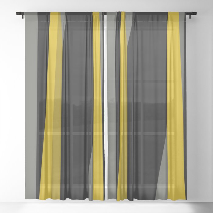 yellow gray and black Sheer Curtain