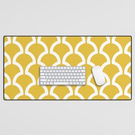 Classic Fan or Scallop Pattern 469 Mustard Yellow Desk Mat