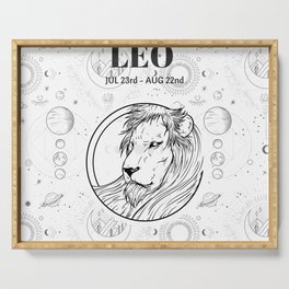Leo Star Sign (Black and White)  Serving Tray