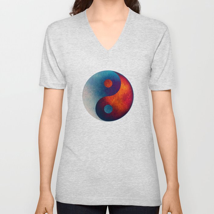 Yin Yang Symbol V Neck T Shirt