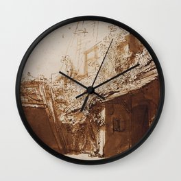 Rembrandt - Dutch Farmhouse in Light and Shadow (1636) Wall Clock