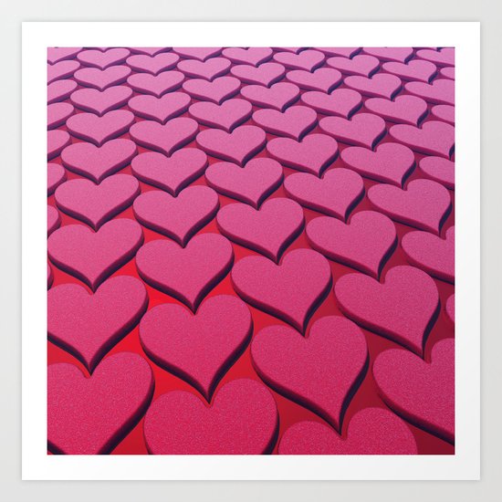 Textured 3D Heart Pattern Art Print