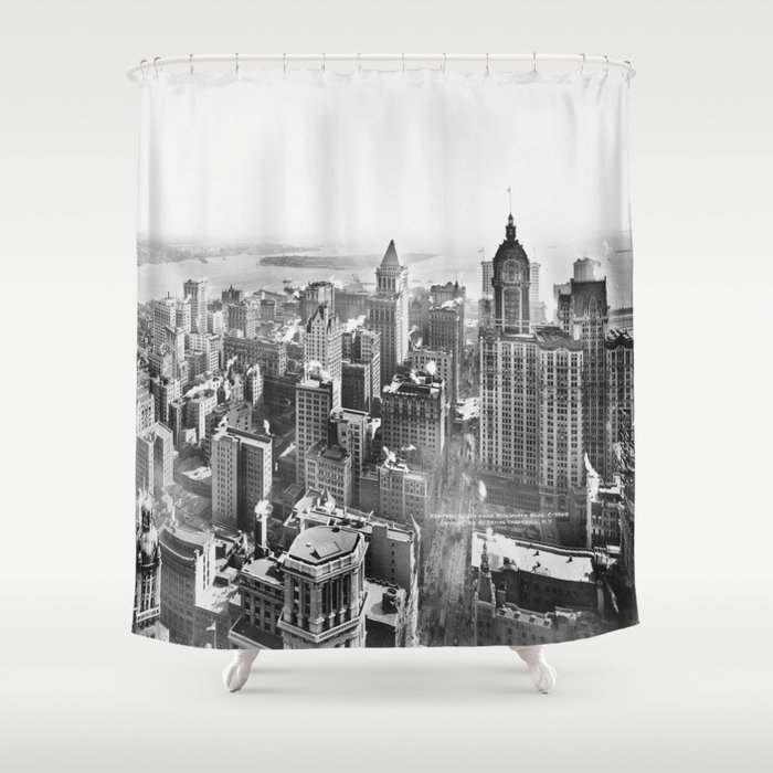 Vintage Lower Manhattan Skyscraper Photo (1913) Shower Curtain