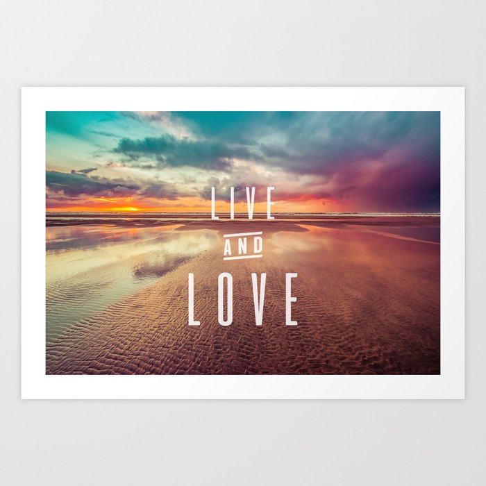 Live and Love beach text Art Print